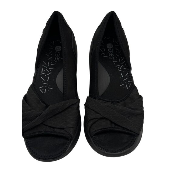 Bzees Womens Remix Sneakers Size 9M Black Slip On Peep Toe Casual Comfort Knot - Picture 1 of 12